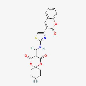 molecular formula C22H18N2O6S B2760957 3-(((4-(2-oxo-2H-chromen-3-yl)thiazol-2-yl)amino)methylene)-1,5-dioxaspiro[5.5]undecane-2,4-dione CAS No. 1172575-74-4