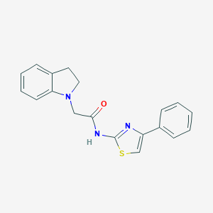 molecular formula C19H17N3OS B276097 2-(2,3-dihydro-1H-indol-1-yl)-N-(4-phenyl-1,3-thiazol-2-yl)acetamide 