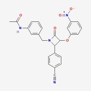 N-(3-{[2-(4-cyanophenyl)-3-(3-nitrophenoxy)-4-oxoazetidin-1-yl]methyl}phenyl)acetamide