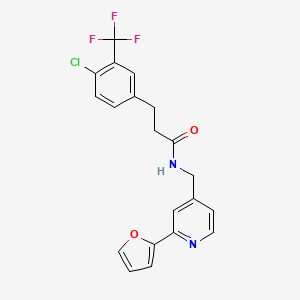 molecular formula C20H16ClF3N2O2 B2760987 3-(4-氯-3-(三氟甲基)苯基)-N-((2-(呋喃-2-基)吡啶-4-基)甲基)丙酰胺 CAS No. 2034341-97-2