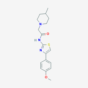 molecular formula C18H23N3O2S B276099 N-[4-(4-methoxyphenyl)-1,3-thiazol-2-yl]-2-(4-methyl-1-piperidinyl)acetamide 
