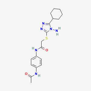 molecular formula C18H24N6O2S B2760994 N-(4-acetamidophenyl)-2-[(4-amino-5-cyclohexyl-1,2,4-triazol-3-yl)sulfanyl]acetamide CAS No. 678158-27-5