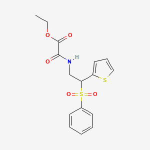 Ethyl 2-oxo-2-((2-(phenylsulfonyl)-2-(thiophen-2-yl)ethyl)amino)acetate