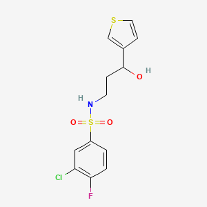 3-chloro-4-fluoro-N-(3-hydroxy-3-(thiophen-3-yl)propyl)benzenesulfonamide