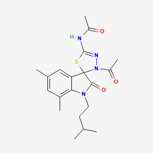 N-[3'-acetyl-5,7-dimethyl-1-(3-methylbutyl)-2-oxo-1,2-dihydro-3'H-spiro[indole-3,2'-[1,3,4]thiadiazol]-5'-yl]acetamide
