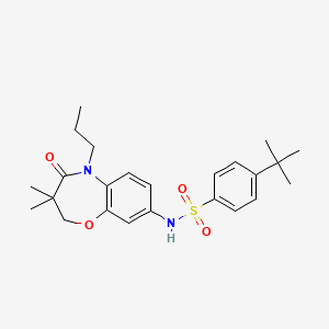 molecular formula C24H32N2O4S B2761055 4-(tert-butyl)-N-(3,3-dimethyl-4-oxo-5-propyl-2,3,4,5-tetrahydrobenzo[b][1,4]oxazepin-8-yl)benzenesulfonamide CAS No. 921997-24-2