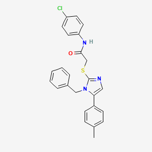 molecular formula C25H22ClN3OS B2761056 2-((1-苄基-5-(对甲苯基)-1H-咪唑-2-基)硫代)-N-(4-氯苯基)乙酰胺 CAS No. 1207042-10-1