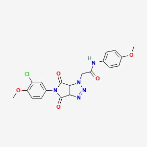 molecular formula C20H18ClN5O5 B2761062 2-[5-(3-氯-4-甲氧基苯基)-4,6-二氧代-4,5,6,6a-四氢吡咯并[3,4-d][1,2,3]三唑-1(3aH)-基]-N-(4-甲氧基苯基)乙酰胺 CAS No. 1052605-77-2