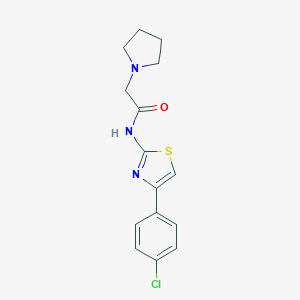 molecular formula C15H16ClN3OS B276107 N-[4-(4-chlorophenyl)-1,3-thiazol-2-yl]-2-(1-pyrrolidinyl)acetamide 