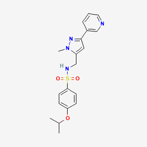 molecular formula C19H22N4O3S B2761072 4-isopropoxy-N-((1-methyl-3-(pyridin-3-yl)-1H-pyrazol-5-yl)methyl)benzenesulfonamide CAS No. 2034417-27-9