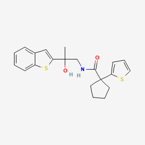 molecular formula C21H23NO2S2 B2761077 N-(2-(benzo[b]thiophen-2-yl)-2-hydroxypropyl)-1-(thiophen-2-yl)cyclopentanecarboxamide CAS No. 2034359-35-6