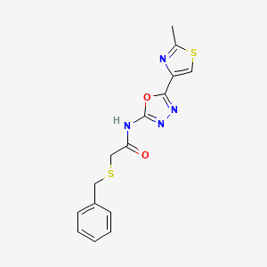 molecular formula C15H14N4O2S2 B2761096 2-(benzylthio)-N-(5-(2-methylthiazol-4-yl)-1,3,4-oxadiazol-2-yl)acetamide CAS No. 1251543-31-3
