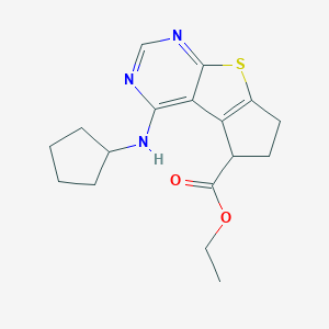 molecular formula C17H21N3O2S B276111 ethyl 4-(cyclopentylamino)-6,7-dihydro-5H-cyclopenta[4,5]thieno[2,3-d]pyrimidine-5-carboxylate 