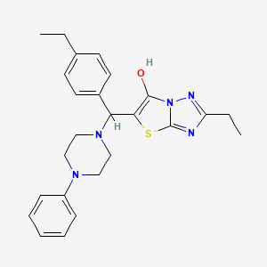 molecular formula C25H29N5OS B2761119 2-Ethyl-5-((4-ethylphenyl)(4-phenylpiperazin-1-yl)methyl)thiazolo[3,2-b][1,2,4]triazol-6-ol CAS No. 898366-59-1