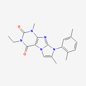 molecular formula C19H21N5O2 B2761128 6-(2,5-Dimethylphenyl)-2-ethyl-4,7-dimethylpurino[7,8-a]imidazole-1,3-dione CAS No. 878727-75-4