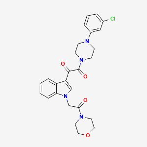 molecular formula C26H27ClN4O4 B2761130 1-(4-(3-chlorophenyl)piperazin-1-yl)-2-(1-(2-morpholino-2-oxoethyl)-1H-indol-3-yl)ethane-1,2-dione CAS No. 872855-31-7