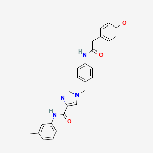 molecular formula C27H26N4O3 B2761140 1-(4-(2-(4-甲氧基苯基)乙酰氨基)苄基)-N-(间甲苯基)-1H-咪唑-4-羧酰胺 CAS No. 1251560-01-6