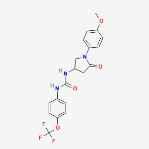 molecular formula C19H18F3N3O4 B2761146 1-(1-(4-Methoxyphenyl)-5-oxopyrrolidin-3-yl)-3-(4-(trifluoromethoxy)phenyl)urea CAS No. 894029-72-2
