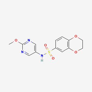 molecular formula C13H13N3O5S B2761147 N-(2-methoxypyrimidin-5-yl)-2,3-dihydrobenzo[b][1,4]dioxine-6-sulfonamide CAS No. 1428375-49-8