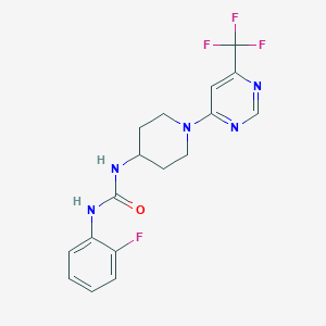 molecular formula C17H17F4N5O B2761151 1-(2-Fluorophenyl)-3-(1-(6-(trifluoromethyl)pyrimidin-4-yl)piperidin-4-yl)urea CAS No. 2034405-07-5