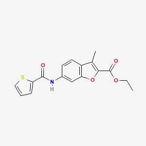 molecular formula C17H15NO4S B2761170 Ethyl 3-methyl-6-(2-thienylcarbonylamino)benzo[d]furan-2-carboxylate CAS No. 923686-01-5