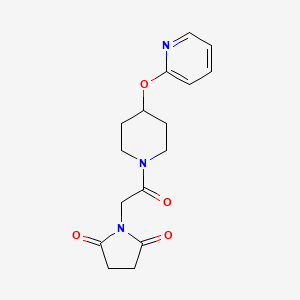 molecular formula C16H19N3O4 B2761171 1-(2-氧代-2-(4-(吡啶-2-氧基哌啶-1-基)乙基)吡咯啷-2,5-二酮)吡咯啷-2,5-二酮 CAS No. 1428352-92-4
