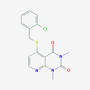 molecular formula C16H14ClN3O2S B2761178 5-[(2-Chlorophenyl)methylsulfanyl]-1,3-dimethylpyrido[2,3-d]pyrimidine-2,4-dione CAS No. 899960-75-9