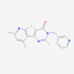 molecular formula C18H16N4OS B276118 2,7,9-trimethyl-3-(3-pyridinylmethyl)pyrido[3',2':4,5]thieno[3,2-d]pyrimidin-4(3H)-one 