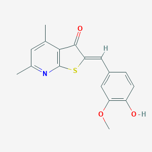 molecular formula C17H15NO3S B276120 2-(4-hydroxy-3-methoxybenzylidene)-4,6-dimethylthieno[2,3-b]pyridin-3(2H)-one 