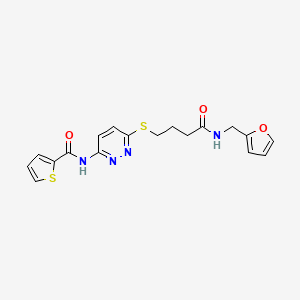molecular formula C18H18N4O3S2 B2761202 N-(6-((4-((呋喃-2-基甲基)氨基)-4-氧代丁基硫)吡啶并[4,5]嘧啶-3-基)硫基)噻吩-2-甲酰胺 CAS No. 1021226-14-1