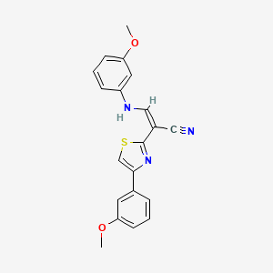 molecular formula C20H17N3O2S B2761203 (Z)-3-((3-甲氧基苯基)氨基)-2-(4-(3-甲氧基苯基)噻唑-2-基)丙烯腈 CAS No. 476675-83-9