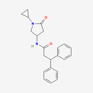 molecular formula C22H24N2O2 B2761209 N-(1-环丙基-5-氧代吡咯烷-3-基)-3,3-二苯基丙酰胺 CAS No. 1396584-47-6