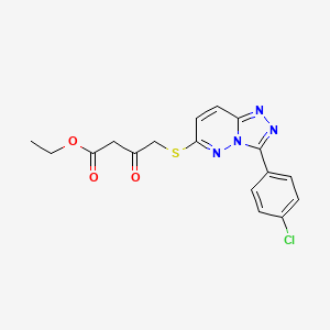 molecular formula C17H15ClN4O3S B2761230 乙酸-4-((3-(4-氯苯基)-[1,2,4]三唑并[4,3-b]吡啶-6-基硫)-3-酮丁酸酯 CAS No. 852373-62-7