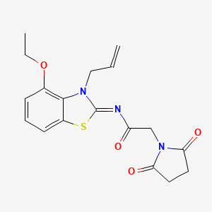 molecular formula C18H19N3O4S B2761235 (Z)-N-(3-烯基-4-乙氧基苯并[d]噻唑-2(3H)-基亚甲基)-2-(2,5-二氧吡咯啉-1-基)乙酰胺 CAS No. 868376-69-6