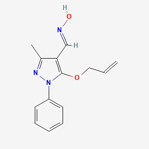 molecular formula C14H15N3O2 B2761240 5-(allyloxy)-3-methyl-1-phenyl-1H-pyrazole-4-carbaldehyde oxime CAS No. 160348-61-8