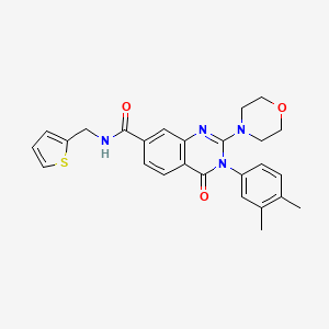 molecular formula C26H26N4O3S B2761248 3-(3,4-dimethylphenyl)-2-morpholin-4-yl-4-oxo-N-(2-thienylmethyl)-3,4-dihydroquinazoline-7-carboxamide CAS No. 1206993-71-6