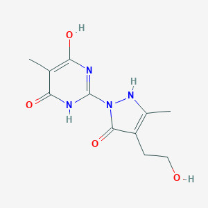 molecular formula C11H14N4O4 B276125 2-(4,6-Dihydroxy-5-methyl-2-pyrimidinyl)-4-(2-hydroxyethyl)-5-methyl-1,2-dihydro-3H-pyrazol-3-one 