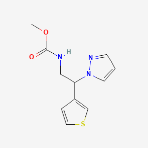 molecular formula C11H13N3O2S B2761253 甲基-N-[2-(1H-吡唑-1-基)-2-(噻吩-3-基)乙基]碳酸酯 CAS No. 2097917-14-9