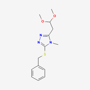 molecular formula C14H19N3O2S B2761256 3-(benzylsulfanyl)-5-(2,2-dimethoxyethyl)-4-methyl-4H-1,2,4-triazole CAS No. 240799-77-3