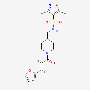 molecular formula C18H23N3O5S B2761257 (E)-N-((1-(3-(furan-2-yl)acryloyl)piperidin-4-yl)methyl)-3,5-dimethylisoxazole-4-sulfonamide CAS No. 1235690-67-1