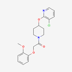 molecular formula C19H21ClN2O4 B2761258 1-(4-((3-Chloropyridin-2-yl)oxy)piperidin-1-yl)-2-(2-methoxyphenoxy)ethanone CAS No. 1448056-42-5
