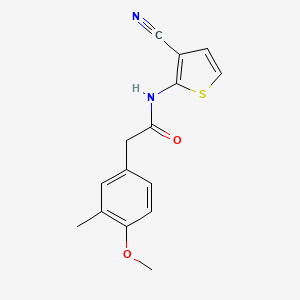 molecular formula C15H14N2O2S B2761260 N-(3-cyanothiophen-2-yl)-2-(4-methoxy-3-methylphenyl)acetamide CAS No. 955826-06-9