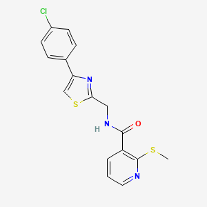 molecular formula C17H14ClN3OS2 B2761266 N-{[4-(4-chlorophenyl)-1,3-thiazol-2-yl]methyl}-2-(methylsulfanyl)pyridine-3-carboxamide CAS No. 1147831-71-7