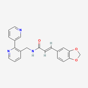 molecular formula C21H17N3O3 B2761269 (E)-N-([2,3'-bipyridin]-3-ylmethyl)-3-(benzo[d][1,3]dioxol-5-yl)acrylamide CAS No. 1904613-66-6
