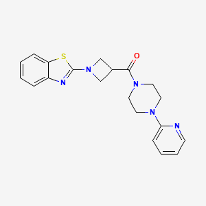 molecular formula C20H21N5OS B2761272 (1-(Benzo[d]thiazol-2-yl)azetidin-3-yl)(4-(pyridin-2-yl)piperazin-1-yl)methanone CAS No. 1286700-12-6