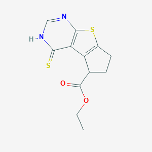 molecular formula C12H12N2O2S2 B276128 ethyl 4-thioxo-3,5,6,7-tetrahydro-4H-cyclopenta[4,5]thieno[2,3-d]pyrimidine-5-carboxylate 