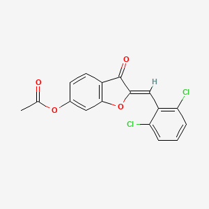 B2761289 (Z)-2-(2,6-dichlorobenzylidene)-3-oxo-2,3-dihydrobenzofuran-6-yl acetate CAS No. 848744-95-6