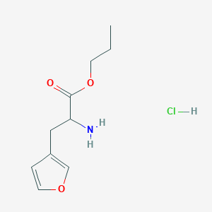 molecular formula C10H16ClNO3 B2761297 丙基2-氨基-3-(呋喃-3-基)丙酸酯;盐酸盐 CAS No. 2377032-81-8