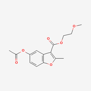molecular formula C15H16O6 B2761318 2-Methoxyethyl 5-acetoxy-2-methylbenzofuran-3-carboxylate CAS No. 300556-65-4