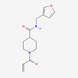 molecular formula C14H18N2O3 B2761319 N-(Furan-3-ylmethyl)-1-prop-2-enoylpiperidine-4-carboxamide CAS No. 2361750-10-7